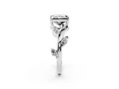 Fancy Black Radiant Cut Diamond Solitaire Ring Set in Silver with Twisted Marquise Accent Band