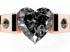 Fancy Black Heart Cut Diamond Channel-Set Band Ring Set in Rose gold with Bezel Prong Setting