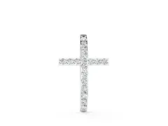 Pavé Round Diamond Cross Pendant Set in Silver with Classic Straight Arms