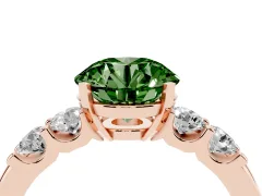 Fancy Green Round Cut Diamond Five-Stone Prong Set Engagement Ring Set in Rose gold with Channel Band