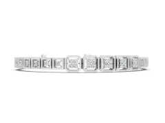 Round Diamond Tennis Bracelet Set in Silver with Milgrain Bezel Setting