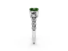 Fancy Green Asscher Cut Diamond Three-Stone Ring Set in Silver with Pavé Band