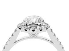 Pear Cut Diamond Pavé Halo Engagement Ring Set in White gold with Pavé Band and Prong Setting