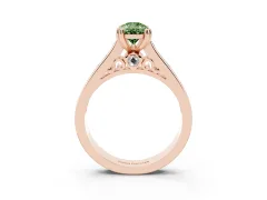 Fancy Green Pear Cut Diamond Channel Set Solitaire Engagement Ring Set in Rose gold with Prong Setting