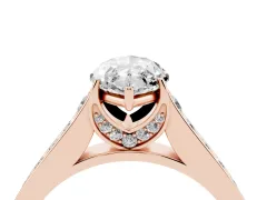 Marquise Cut Diamond Solitaire Pavé Engagement Ring Set in Rose gold with Prong Setting
