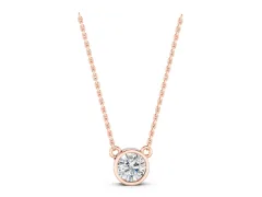 Round Solitaire Pendant Set in Rose gold with Full Bezel Setting
