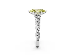 Fancy Yellow Marquise Cut Diamond Vine Band Solitaire Ring Set in Silver with Milgrain Prong Setting