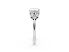 Princess Cut Diamond Cluster Ring Set in White gold with Plain Band and Prong Setting