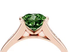 Fancy Green Cushion Cut Diamond Bezel-Set Solitaire Ring Set in Rose gold with Channel-Set Band