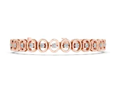 Round Diamond Tennis Bracelet Set in Rose gold with Oval Bezels and Four-Prong Setting