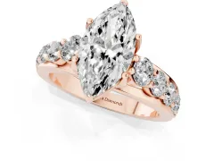 Marquise Cut Diamond Pavé Engagement Ring Set in Rose gold with Prong Setting