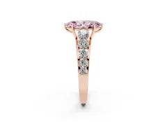 Fancy Pink Marquise Cut Diamond Solitaire Ring Set in Rose gold with Pavé-Set Band and Prong Setting