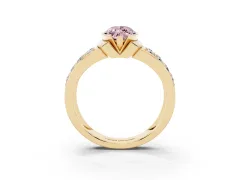 Fancy Pink Marquise Cut Diamond Wide Channel Set Band Ring Set in Yellow gold with Bezel Setting