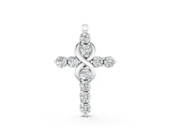 Round Diamond Infinity Cross Pendant Set in Silver with Prong Setting