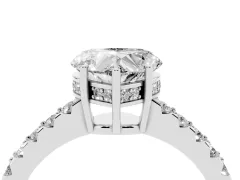 Heart Cut Diamond Solitaire Engagement Ring Set in White gold with Pavé Band and Prong Setting
