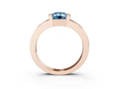 Fancy Blue Emerald Cut Diamond Channel-Set Band Ring Set in Rose gold with Bezel Prong Setting