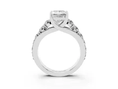 Princess Cut Diamond Pavé Engagement Ring Set in White gold with Prong Setting