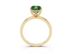 Fancy Green Princess Cut Diamond Solitaire Ring Set in Yellow gold with Plain Band and Prong Setting