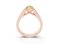 Fancy Yellow Marquise Cut Diamond Solitaire Ring Set in Rose gold with Channel-Set Accent Stones and Prong Setting