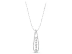 Teardrop Pavé Round Diamond Pendant Set in White gold with Elongated Prong-Set Frame