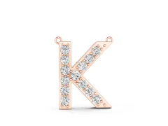 Pavé Round Initial Pendant Set in Rose gold with Delicate Prongs