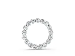 Round Diamond Circle Pendant Set in Silver with Prong-Set Stone Ring