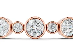 Round Diamond Bezel-Set Flexible Tennis Bracelet Set in Rose gold with Box Clasp