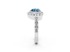 Fancy Blue Heart Cut Diamond Halo Ring Set in Platinum with Pavé Shank and Prong Setting