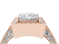 Princess Cut Diamond Halo Engagement Ring Set in Rose gold with Accent Split Shank Band