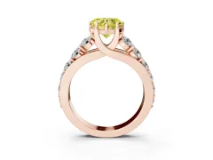 Fancy Yellow Heart Cut Diamond Pavé Engagement Ring Set in Rose gold with Prong Setting