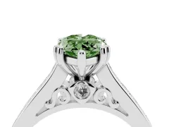 Fancy Green Marquise Cut Diamond Channel Set Solitaire Engagement Ring Set in Platinum with Prong Setting