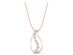 Round Diamond Teardrop Pendant Set in Rose gold with Prong-Set Curve