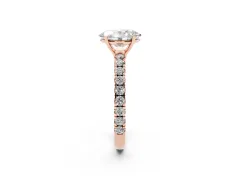 Oval Cut Diamond Pavé Solitaire Engagement Ring Set in Rose gold with Prong Setting