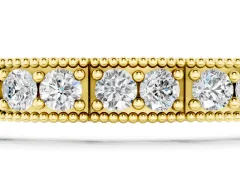 Round Cut Diamond Milgrain Tennis Bracelet Set in Yellow gold with Box Setting
