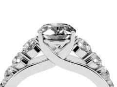 Fancy Black Oval Cut Diamond Solitaire Ring Set in Platinum with Pavé-Set Band and Prong Setting
