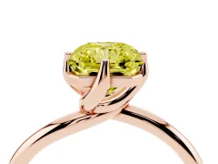 Fancy Yellow Radiant Cut Diamond Solitaire Engagement Ring Set in Rose gold with Classic Plain Band