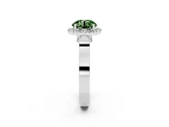 Fancy Green Round Cut Diamond Halo Ring Set in Silver with Pavé-Lined Split Shank Band