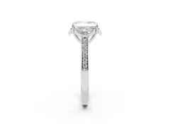 Radiant Cut Diamond Halo Ring Set in Platinum with Channel Set Band and Prong Setting
