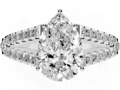 Pear Cut Diamond Split Shank Pavé Engagement Ring Set in Silver with Prong-Held Center Stone