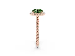 Fancy Green Round Cut Diamond Halo Ring Set in Rose gold with Plain Twisted Band