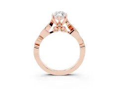 Marquise Cut Diamond Vine Band Solitaire Ring Set in Rose gold with Milgrain Prong Setting