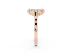 Fancy Yellow Emerald Cut Diamond Cluster Halo Solitaire Ring Set in Rose gold with Prong Setting