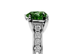 Fancy Green Heart Cut Diamond Solitaire Pavé Engagement Ring Set in Platinum with Prong Setting