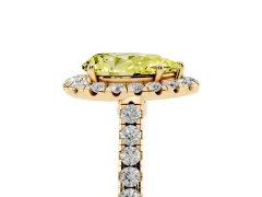 Fancy Yellow Pear Cut Diamond Halo Pavé Engagement Ring Set in Yellow gold with Prong Setting