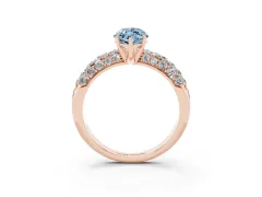 Fancy Blue Marquise Cut Diamond Pavé Band Solitaire Ring Set in Rose gold with Close-Set Accent Stones and Prong Setting