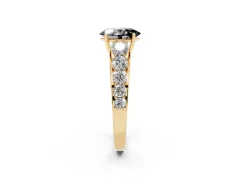 Fancy Black Oval Cut Diamond Solitaire Ring Set in Yellow gold with Pavé-Set Band and Prong Setting