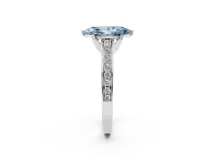 Fancy Blue Marquise Cut Diamond Solitaire Pavé Engagement Ring Set in Silver with Prong Setting