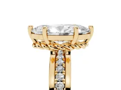 Marquise Cut Diamond Solitaire Ring Set in Yellow gold with Channel Set Band and Prong Setting