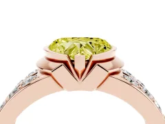 Fancy Yellow Heart Cut Diamond Wide Channel Set Band Ring Set in Rose gold with Bezel Setting