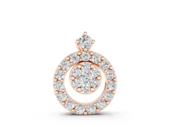 Round Halo Pavé Diamond Pendant Set in Rose gold with Four-Prong Center